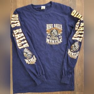 Myrtle Beach Bike Rally 2021 Long Sleeve Shirt Navy Size S 100% Cotton Unisex
